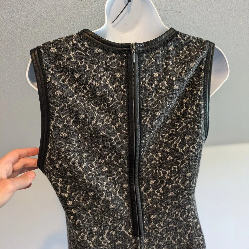 Rebecca Taylor Couquette Bonded Lace Dress Lamb Leather Trim Size 6 - Picture 7 of 16